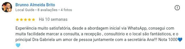 Depoimento de Brunno Almeida Brito sobre o atendimento da Dra. Gabriela Dadalt