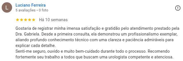 Depoimento de Luciano Ferreira sobre o atendimento da Dra. Gabriela Dadalt